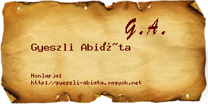 Gyeszli Abiáta névjegykártya